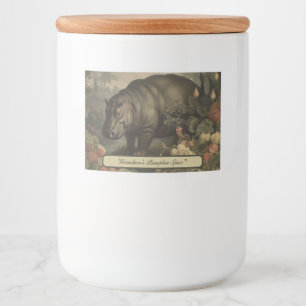 Vintages botanisches Hippo, anpassbar Lebensmitteletikett
