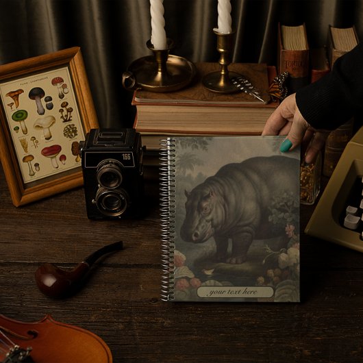 Vintages botanisches Hippo, anpassbar Notizblock