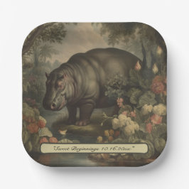 Vintages botanisches Hippo, anpassbar Pappteller
