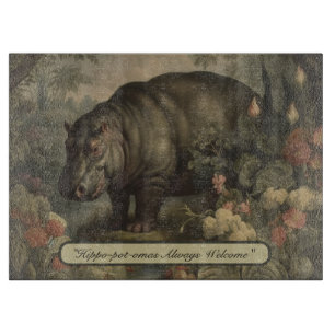 Vintages botanisches Hippo, anpassbar Schneidebrett