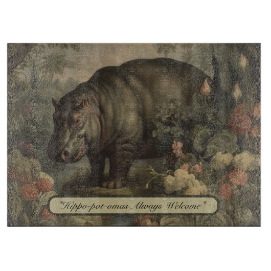 Vintages botanisches Hippo, anpassbar Schneidebrett (Vorderseite)
