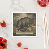 Vintages botanisches Hippo, anpassbar Serviette (Beispiel)