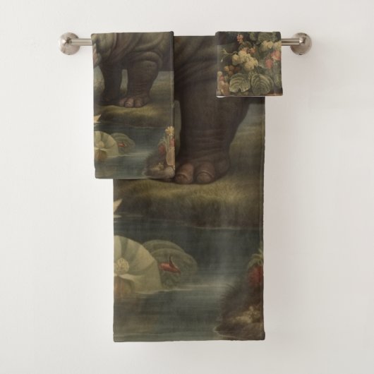 Vintages botanisches Hippo Badhandtuch Set (Insitu)