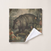 Vintages botanisches Hippo Badhandtuch Set (Waschlappen)