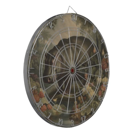 Vintages botanisches Hippo Dartscheibe (Vorderseite Links)