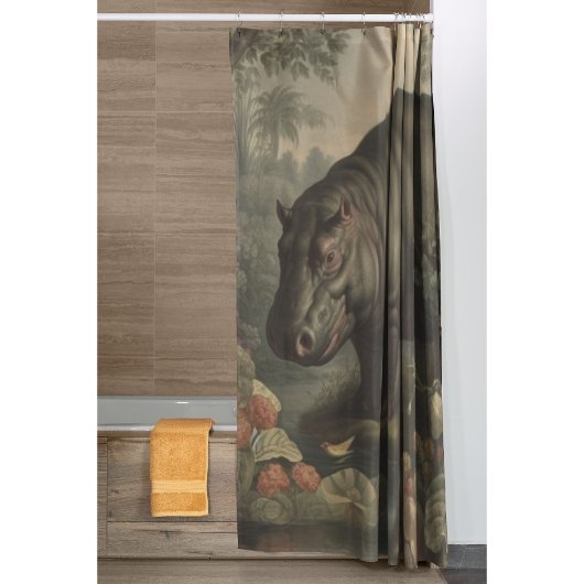 Vintages botanisches Hippo Duschvorhang
