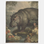 Vintages botanisches Hippo Fleecedecke (Vorderseite)