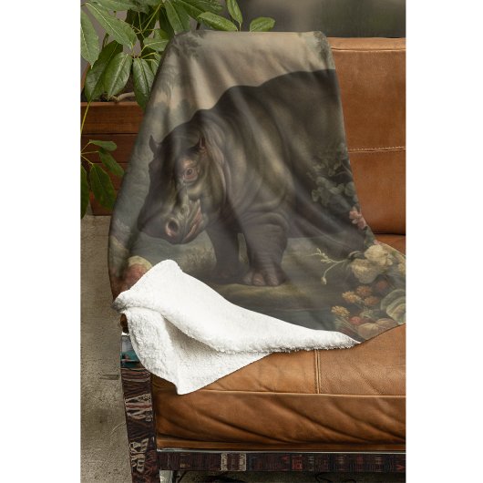 Vintages botanisches Hippo Fleecedecke