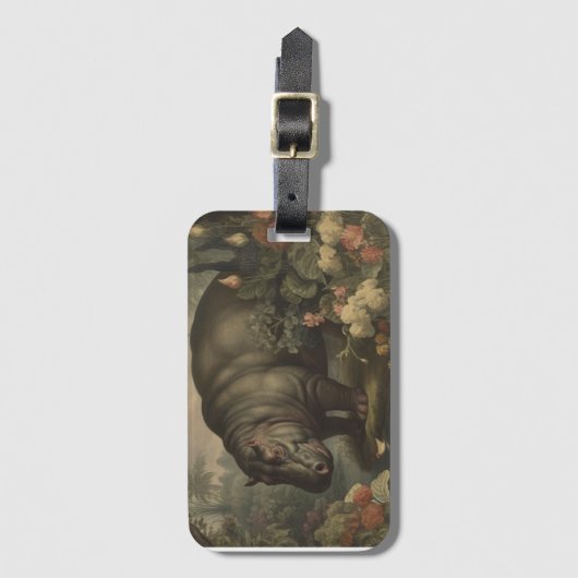 Vintages botanisches Hippo Gepäckanhänger (Vorderseite Vertikal)