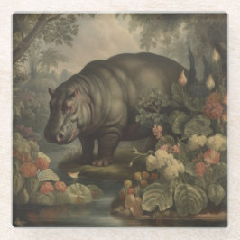 Vintages botanisches Hippo Glasuntersetzer