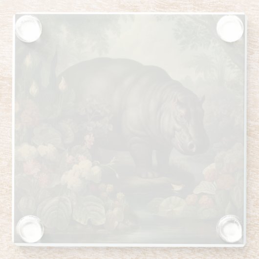 Vintages botanisches Hippo Glasuntersetzer (Rückseite)