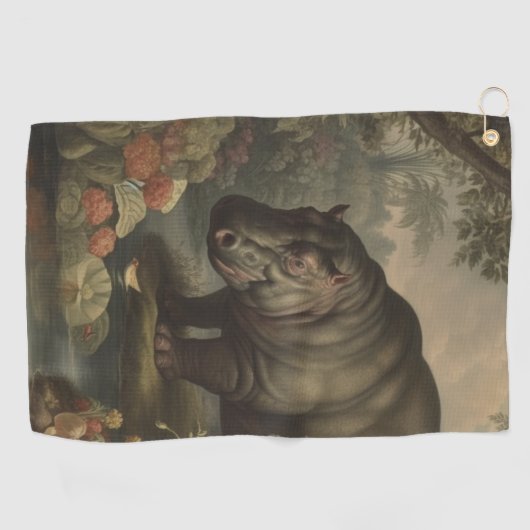 Vintages botanisches Hippo Golfhandtuch (Horizontal)