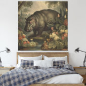 Vintages botanisches Hippo Leinwanddruck (Insitu (Schlafzimmer))