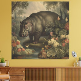 Vintages botanisches Hippo Leinwanddruck