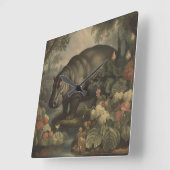 Vintages botanisches Hippo Quadratische Wanduhr (Winkel)