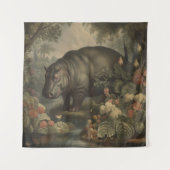 Vintages botanisches Hippo Wandteppich (Vorderseite)