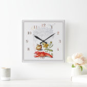Vintages botanisches Illustrationsinsekt und Walnu Quadratische Wanduhr (Zuhause)