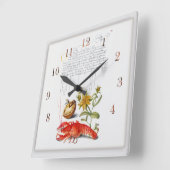 Vintages botanisches Illustrationsinsekt und Walnu Quadratische Wanduhr (Winkel)