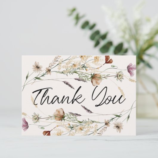 Vintages botanisches kleines Blumengestein Dankeskarte (Stehend Vorderseite)