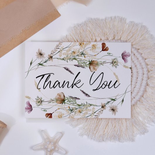 Vintages botanisches kleines Blumengestein Dankeskarte