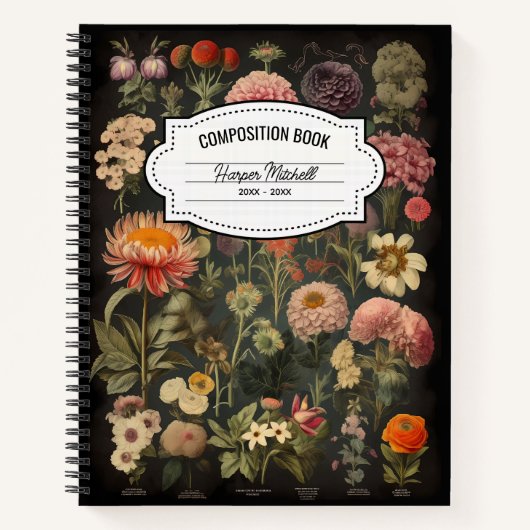 Vintages botanisches KompositionsNotebook Notizblock (Vorderseite)