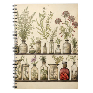 Vintages Botanisches Kräuterrezeptorenblatt Notizblock