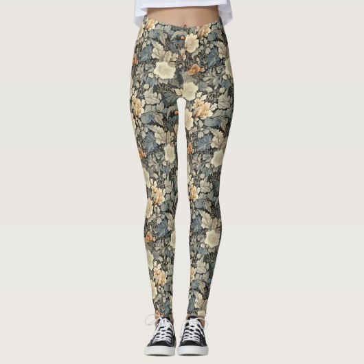Vintages botanisches Kunstwerk Leggings (Vorderseite)