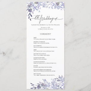 Vintages Botanisches Lavendel-Hochzeitsprogramm Programm
