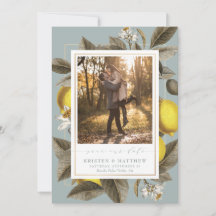 Vintages botanisches Lemon Wedding Dusty Blue Foto