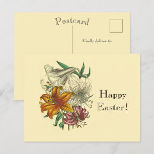 Vintages botanisches Lilies Floral Happy Osterfeie Feiertagspostkarte