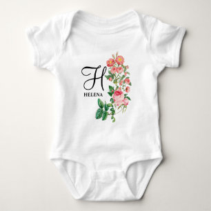 Vintages botanisches Monogramm Baby Strampler