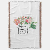 Vintages botanisches Monogramm Decke (Vorderseite Vertikal)