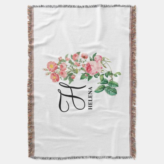 Vintages botanisches Monogramm Decke (Vorderseite Vertikal)