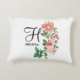 Vintages botanisches Monogramm Dekokissen