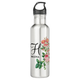 Vintages botanisches Monogramm Edelstahlflasche
