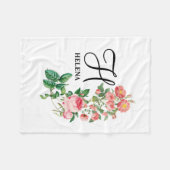 Vintages botanisches Monogramm Fleecedecke (Vorderseite (Horizontal))