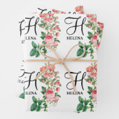 Vintages botanisches Monogramm Geschenkpapier Set (Beispiel)