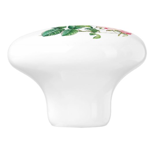 Vintages botanisches Monogramm Keramikknauf (Seitenansicht)