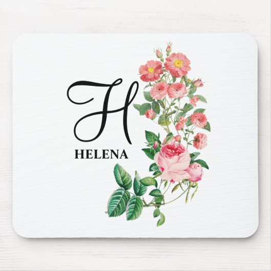 Vintages botanisches Monogramm Mousepad (Vorne)