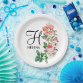 Vintages botanisches Monogramm Pappteller (Party)