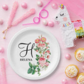 Vintages botanisches Monogramm Pappteller (Party)