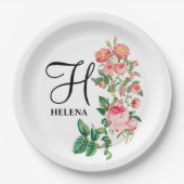 Vintages botanisches Monogramm Pappteller (Vorderseite)