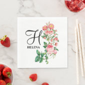 Vintages botanisches Monogramm Serviette (Beispiel)