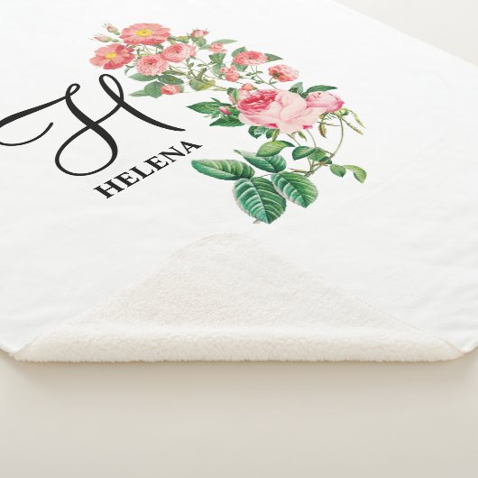 Vintages botanisches Monogramm Sherpadecke (3/4)