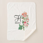 Vintages botanisches Monogramm Sherpadecke (Vorderseite)