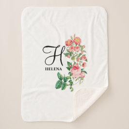 Vintages botanisches Monogramm Sherpadecke