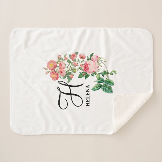 Vintages botanisches Monogramm Sherpadecke (Vorderseite (Horizontal))