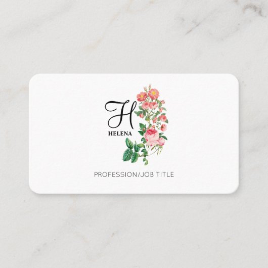 Vintages botanisches Monogramm Visitenkarte (Vorderseite)