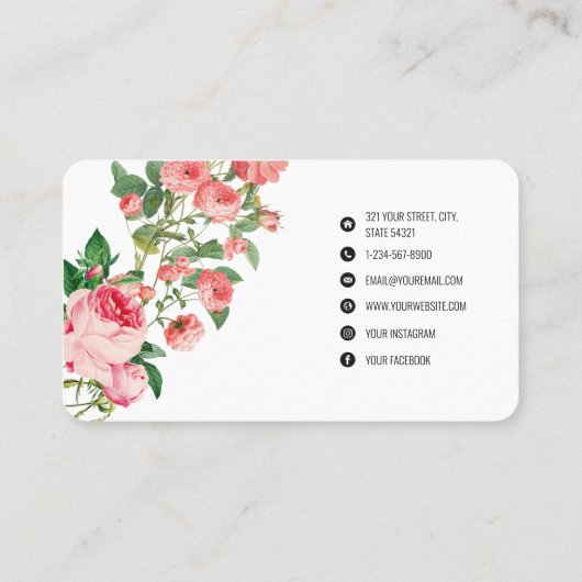 Vintages botanisches Monogramm Visitenkarte (Rückseite)