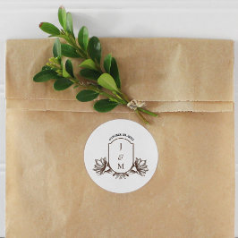 Vintages botanisches Monogramm-Wappen Runder Aufkleber